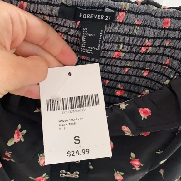 NWT! Forever 21 Satin Rose Corset Style Puff Sleeve Mini Dress - Picture 5 of 11